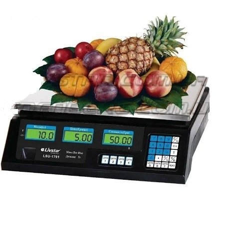 Електронні торгові настільні ваги CRYSTAL CR-50 50 кг з лічильником ціни