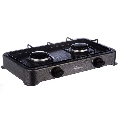 Настільна газова плита Domotec MS-6602 на 2 конфорки, сіра