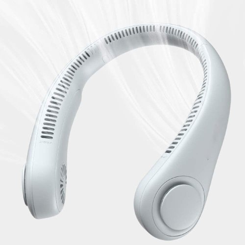 Безлопатевий портативний вентилятор-охолоджувач на шию, 3 режими обдуву для обличчя й шиї