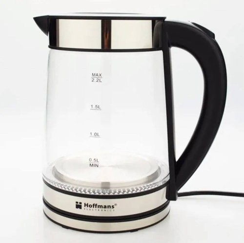 Електрочайник Hoffmans HM-2515 2,2 л скляний для чаю та кави, 1800 Вт