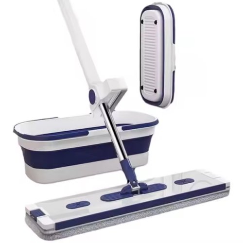 Комплект для миття підлоги 2в1: швабра з віджимом і складане відро для швидкого прибирання