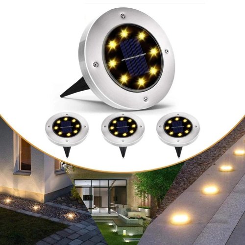 Комплект садових сонячних світильників Solar Disk Lights 4 шт, вуличні ліхтарі з датчиком світла