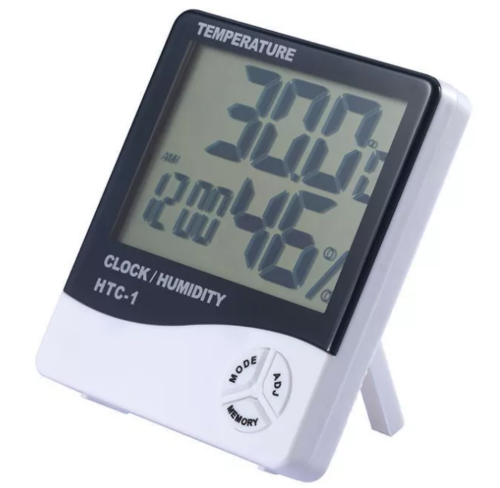 Годинник‑метеостанція HTC‑1 3‑в‑1: термометр, гігрометр і вологомір, великі цифри