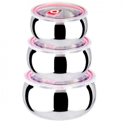 Набір судочків UNIQUE UN-1516 з нержавіючої сталі, 3 шт з кришками