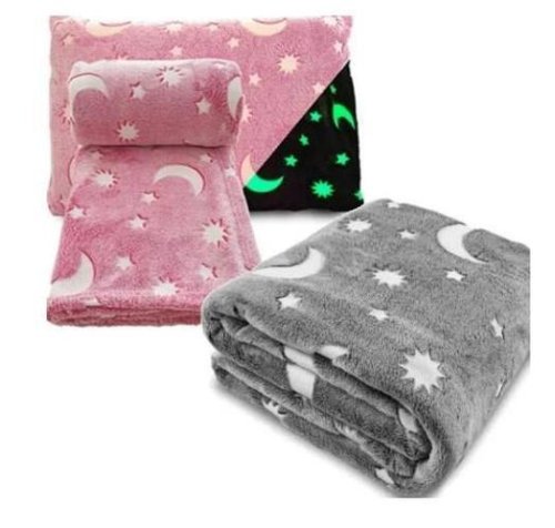 Дитячий неоновий люмінесцентний плед-ковдра зі зірками «День-Ніч», світиться у темряві