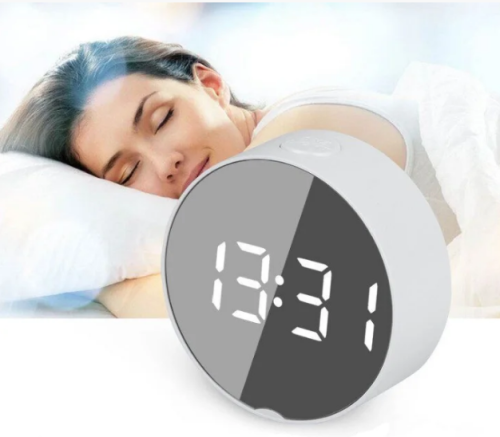 Настільний LED годинник-дзеркало DT-6505: будильник, календар, термометр