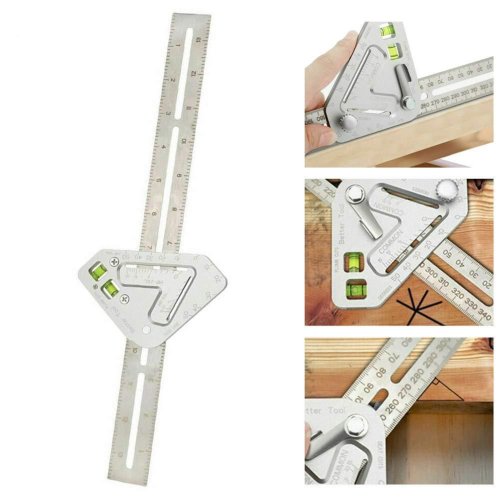 Метричний столярний косинець з рівнем TV One — будівельна кутова лінійка для столярів