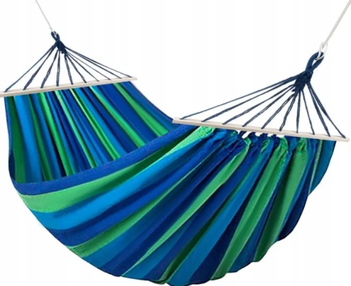 Гавайський двомісний гамак з бавовни 120×200 см, посилений, з дерев’яними планками для дому/дачі/саду