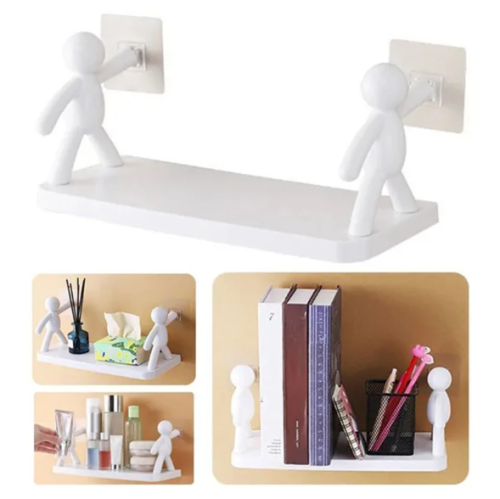 Універсальна підвісна поличка «Чоловічки» для ванної/кухні, клейке кріплення, 33×14 см