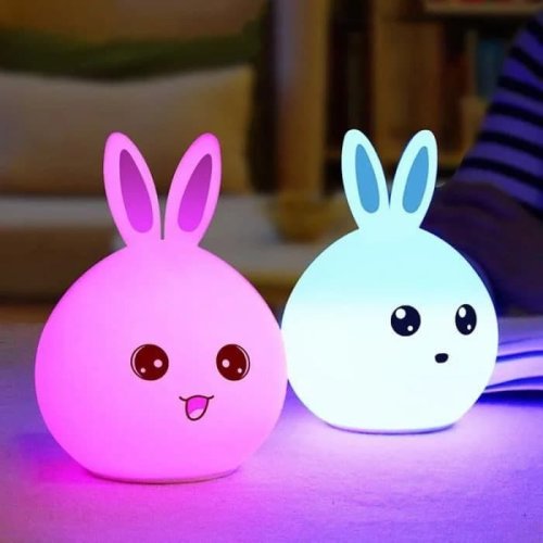 Дитячий LED нічник «Зайчик» Rabbit Soft Touch, силіконовий, акумулятор, 7 режимів світіння