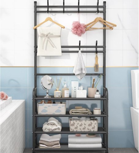 Підлогова стійка-вішалка для одягу з полицями для взуття, збірна (New Simple)