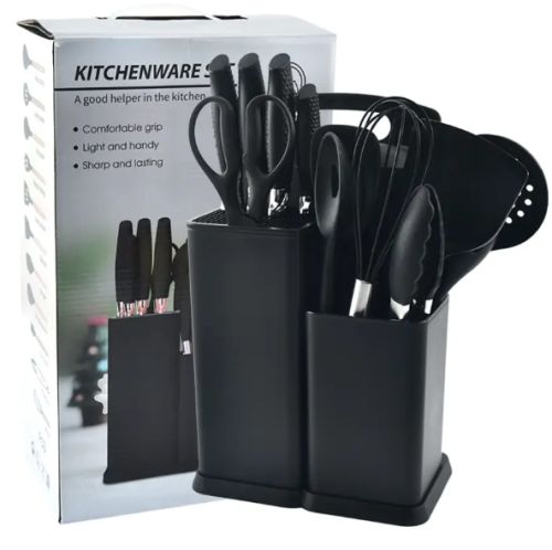 Кухонний набір ножів та інструментів Kitchenware Set 20 предметів з підставкою і дошкою