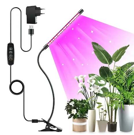 Одинарна гнучка фітолампа для рослин 15 Вт: таймер, регулювання яскравості