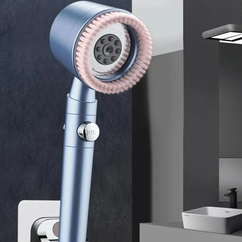 Душова лійка з фільтром і масажною щіткою, потужний напір води