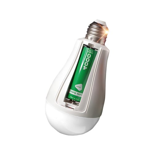 Світлодіодна аварійна лампа E27 15W з акумулятором, перезаряджається (2×18650)