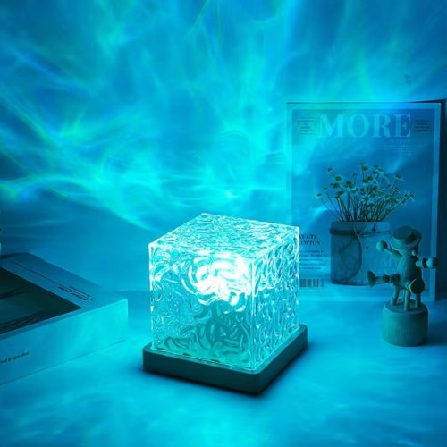 Настільний RGB світильник-нічник USB з проекцією хвиль «ефект води» та пультом ДК