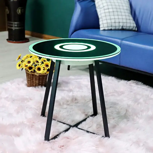 Світлодіодний смарт-столик із загартованого скла: Bluetooth, бездротова зарядка, сенсорний екран, музика