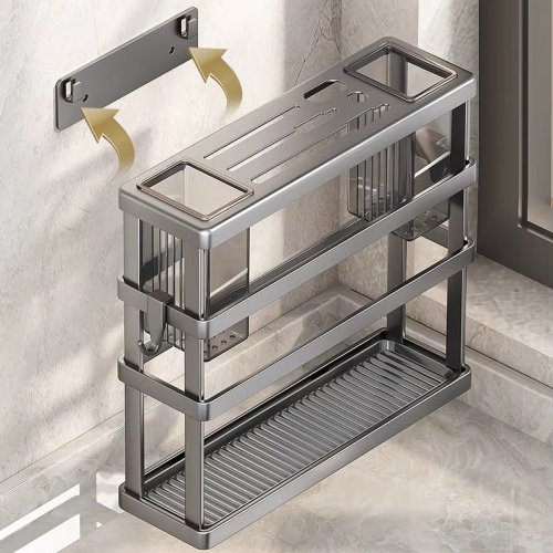 Настінний металевий органайзер Dining 3887 для посуду: підставка-стійка для ножів і приладів