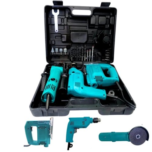 Універсальний набір електроінструментів 3-в-1: болгарка, лобзик, ударний дриль у кейсі