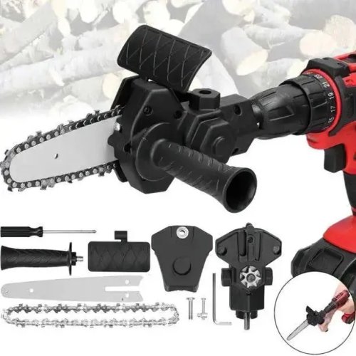 Ланцюгова насадка‑пила 4" для дриля/шуруповерта — універсальний адаптер для різання деревини