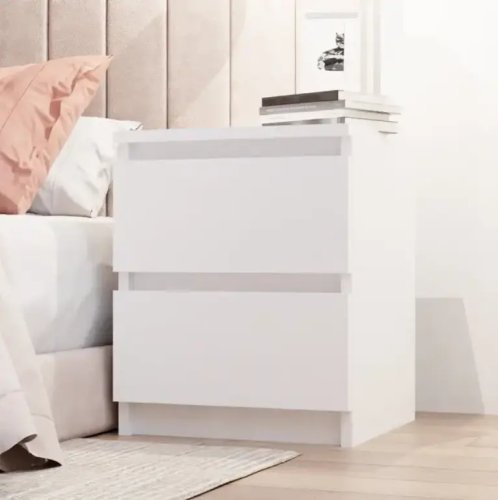 Приліжкова тумбочка STL-MD 78, компактна біла тумба з шухлядами для спальні