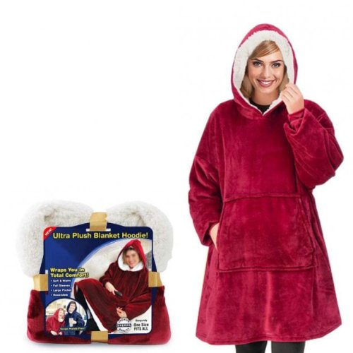 Плед-худі 3-в-1 унісекс Huggle Hoodie Blanket: тепла толстовка з капюшоном і рукавами, ковдра-халат