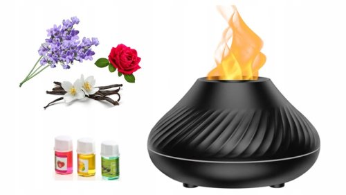 Аромадифузор ефірних олій 130 мл зволожувач повітря з RGB-підсвічуванням і ефектом полум’я