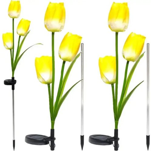 Садовий ліхтар-тюльпан 70 см на сонячній батареї з RGB-підсвіткою, декоративний світильник