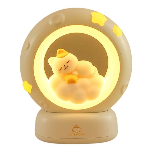 Чарівний дитячий настільний нічник «Котик з місяцем» для дому