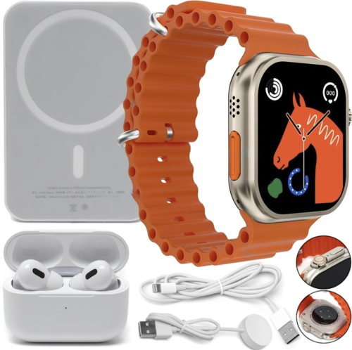 Подарунковий набір RM22: смарт-годинник + навушники + бездротова зарядка + 2 ремінці