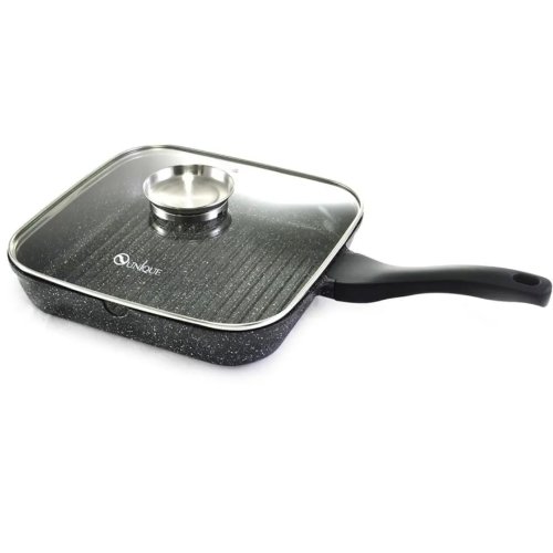Сковорода-гриль UNIQUE UN-4012 28 см, прямокутна, гранітне покриття, для готування без жиру