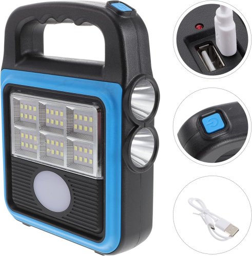 Світлодіодний кемпінговий ліхтар-прожектор HS-8020D USB із сонячною панеллю та павербанком