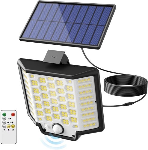 Настінний вуличний LED-прожектор YT-66 із сонячною панеллю, датчиком руху та пультом