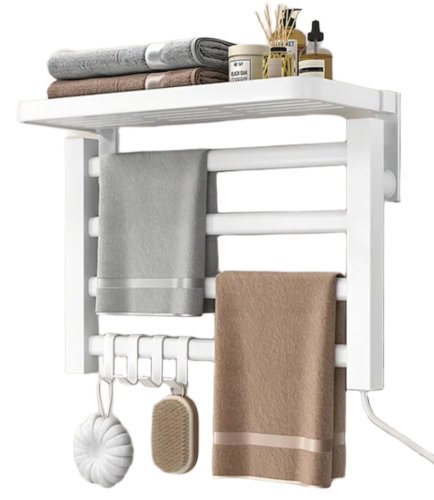 Електричний настінний полотенцесушник з полицею для ванної GN-7402-W