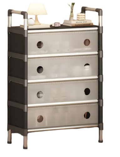 Полиця-шафа для взуття SKLM-33: металевий каркас, ПВХ секції, компактна для зберігання