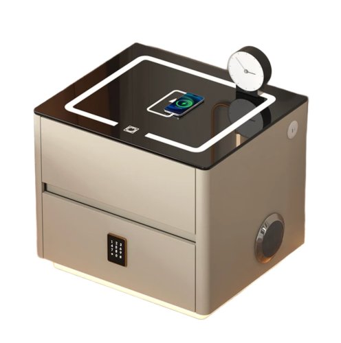 Смарт-приліжкова LED тумба QYJXF02: бездротова зарядка, Bluetooth і кодовий замок