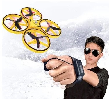 Міні квадрокоптер-дрон «тарілка» Trac KFR-001 з керуванням жестами через браслет