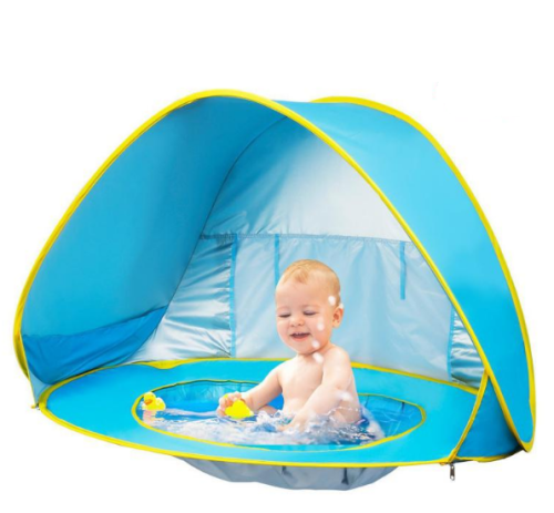 Дитячий пляжний намет-автомат з басейном 117×79 см, тент для малюків, UPF 50+ UV захист