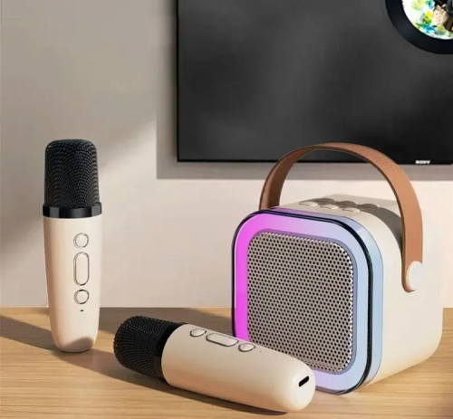 Дитячий караоке-набір: 2 бездротові мікрофони + колонка, Bluetooth, RGB-підсвічування