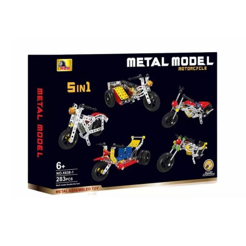 Металевий гвинтовий конструктор «Мотоцикли» 5-в-1, 283 деталі (механічний)