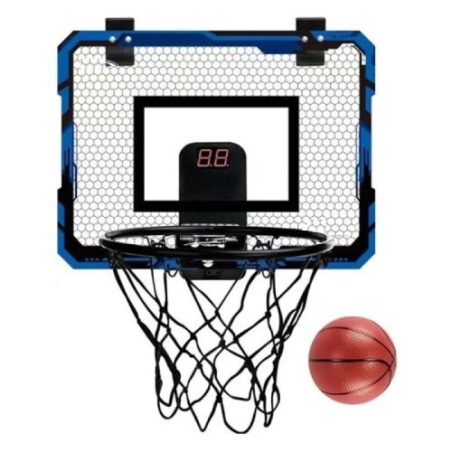 Дитячий баскетбольний набір: щит з кільцем, м’яч, електронне табло та звукові ефекти