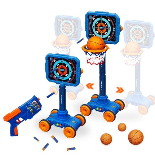 Дитячий тир 3в1 801-17: баскетбол, пістолет і мобільна мішень (набір для дітей)