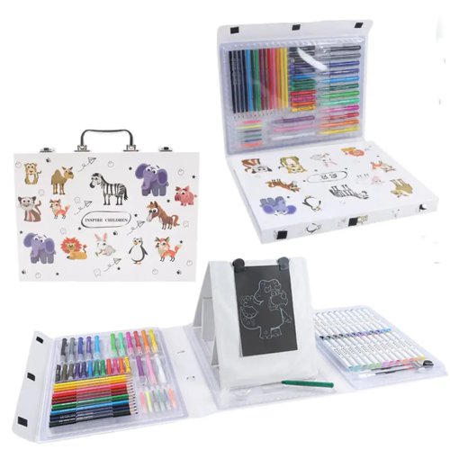 Дитячий набір для малювання 007: 98 предметів, мольберт у кейсі, набір для творчості