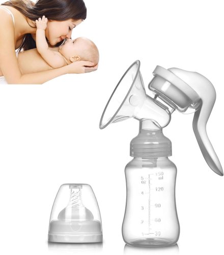 Ручний силіконовий молоковідсмоктувач портативний + пляшечка для годування і зберігання молока