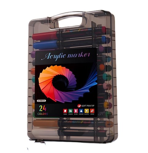 Набір акрилово-акварельних маркерів Acrylic MAP-12 у чорному боксі, 24 шт.