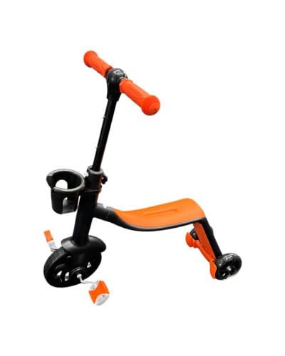 Дитячий триколісний самокат‑велобіг‑велосипед 3в1 SCO93 з сидінням, помаранчевий трансформер для прогулянок