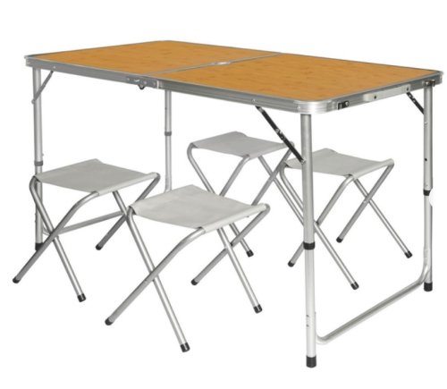 Розкладний стіл-валіза з 4 стільцями Folding Table для пікніка, риболовлі та дачі 120×60 см