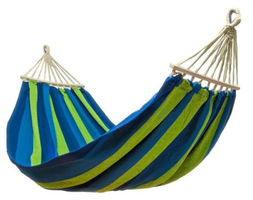 Гавайський посилений бавовняний гамак з дерев'яними перекладинами 80×200 см, підвісний садовий