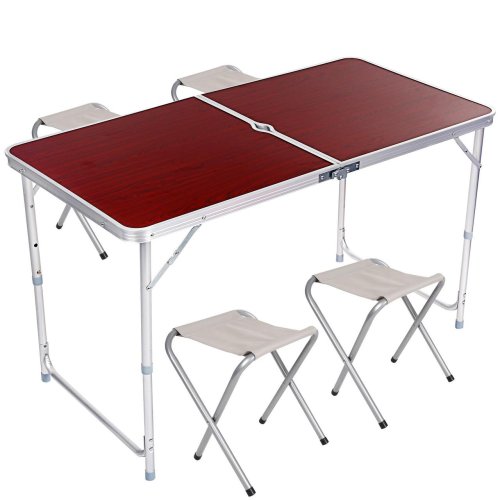Розкладний стіл‑чемодан 120×60 см + 4 стільці Folding Table для пікніка, риболовлі, дачі