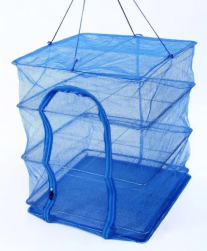 Триярусна сітчаста сушарка 45×45×75 см для риби, грибів, овочів і фруктів